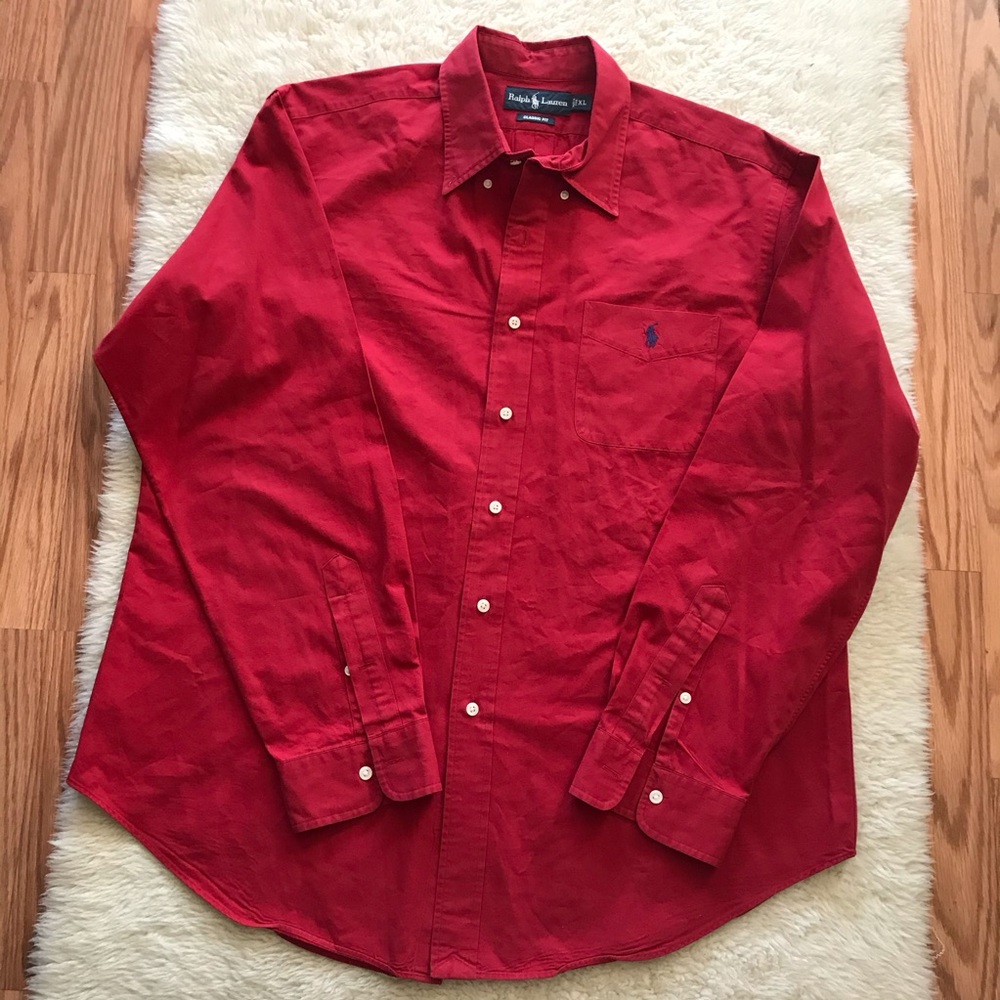 Ralph Lauren Red Long Sleeve Button Up Shirt